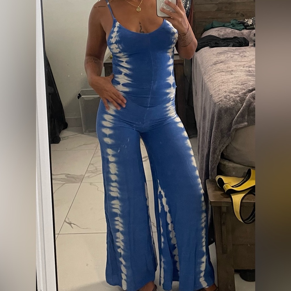 Blue Tie-Dye Women's Jumpsuit